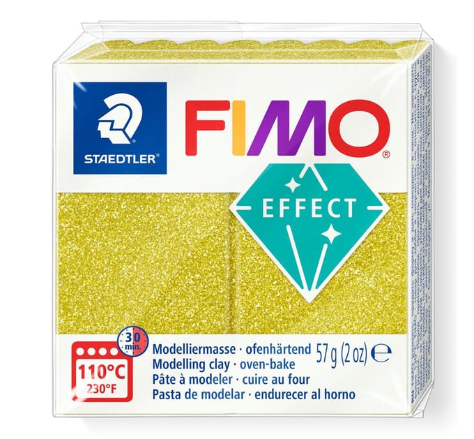 FIMO effect ovenhardende boetseerklei standaard blokje 57 g - glitter goud