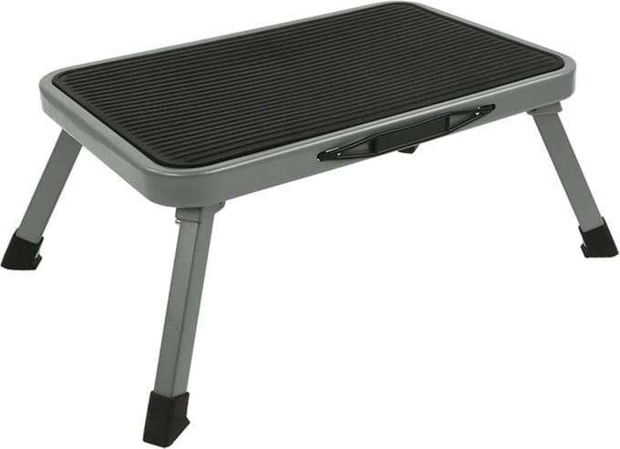 ProPlus Opstapje - inklapbaar - 1 trede - 26 x 38 cm - staal - Caravan/camper/huis/magazijn instaptrapje/opstraptrede/trapje/opstaphulp/instaphulp
