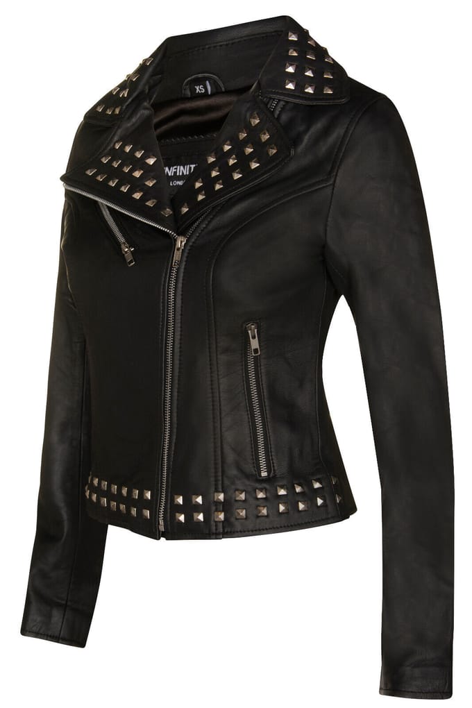 Gothic leren bikerjack voor dames met studs-Bilbao