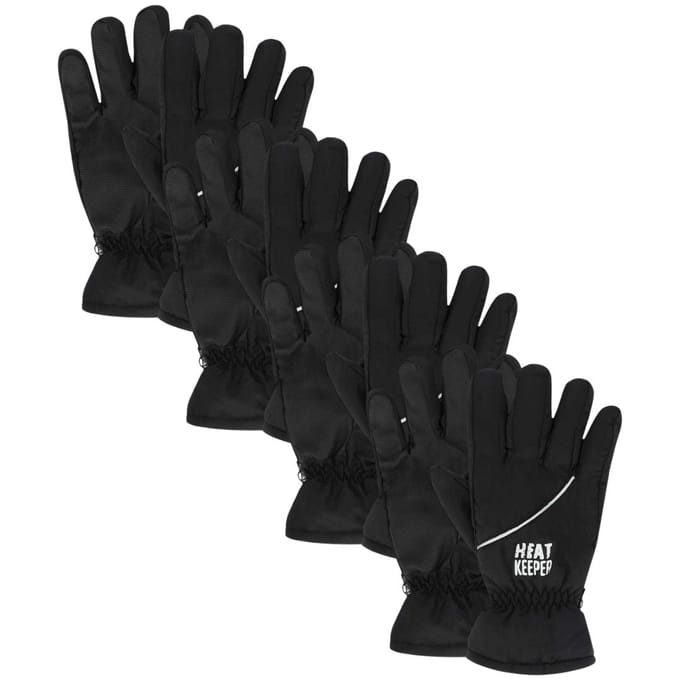 Heatkeeper - Ski handschoenen heren - Zwart - S/M - 4-Paar - Winter handschoenen