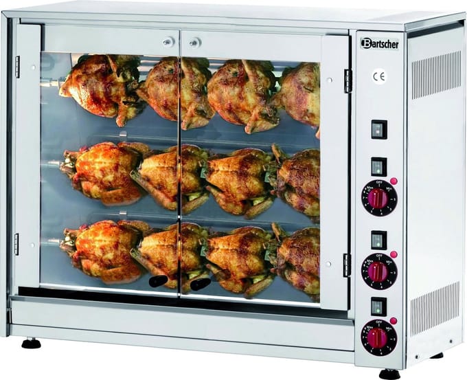 Bartscher Kippengrill P12N - 12 Kippen - 3 Spiesen - 400V - 880x430x710mm