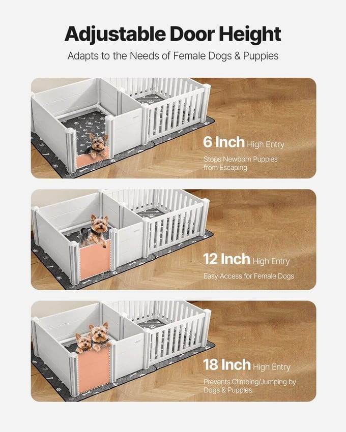 Honden werpkennel box Verstelbare deurhoogte voor middelgrote honden 73x38x19,7 inch