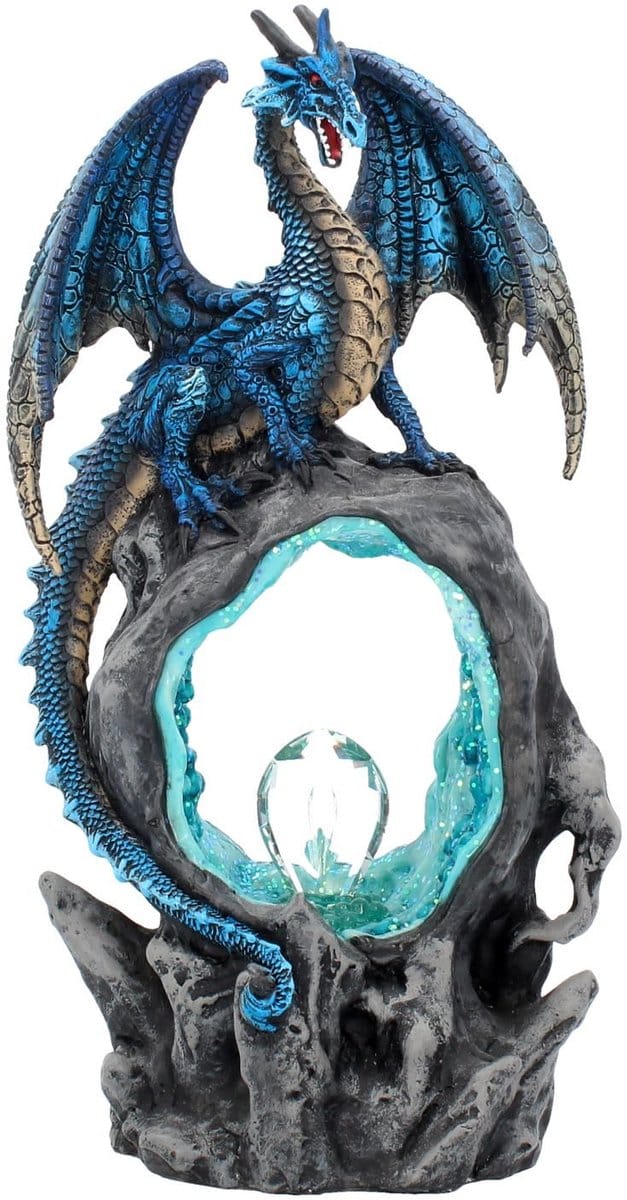 Nemesis Now Beeld/figuur - Blauwe Draak met Crystal - Beeld - Frostwing's Gateway - met LED - 27cm