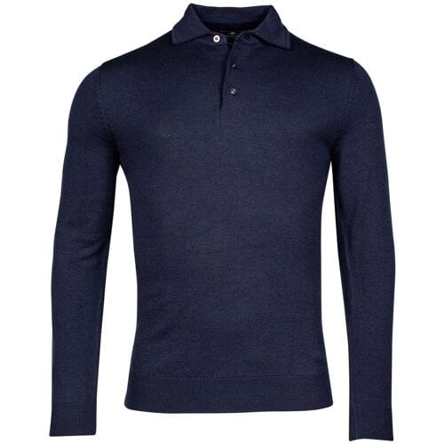 Baileys Trui Merino Blend Pullover Polo Collar Buttons Single Knit Navy / male