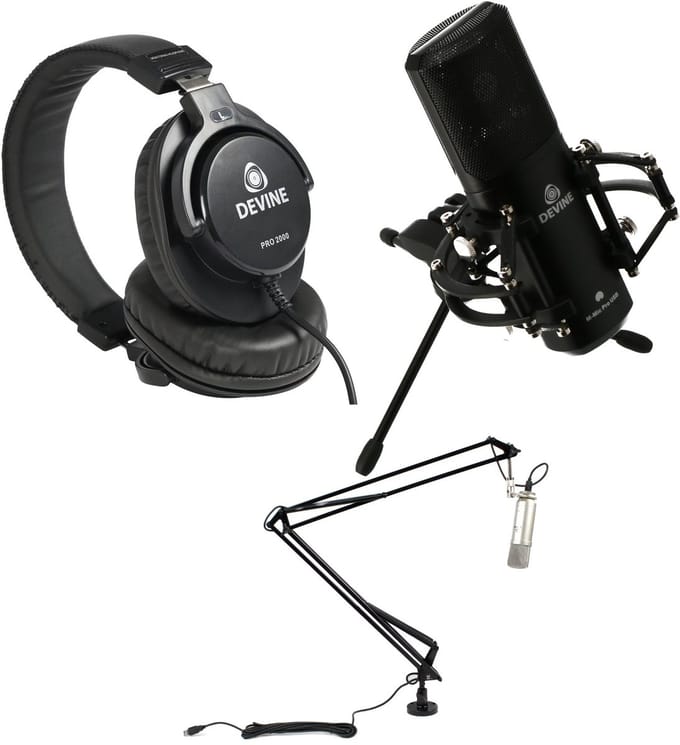 Podcast Bundel - incl. microfoon, arm, hoofdtelefoon - Devine M-Mic PRO - Multikleur