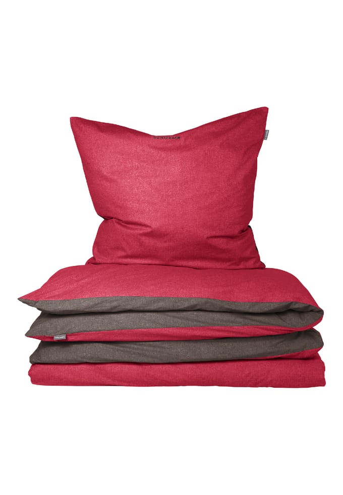 Tweedelig omkeerbaar beddengoed Renforcé rood-antraciet - SCHIESSER Home 135*200