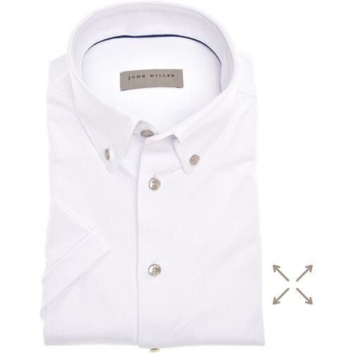 John Miller Overhemd Hyperstretch Slim-Fit Short Sleeve Wit / male