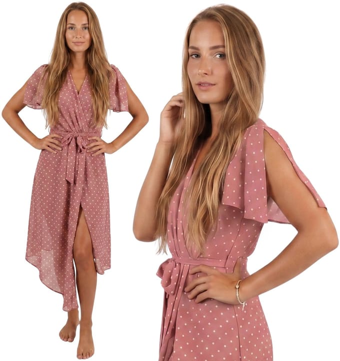 Roze midi-jurk met stippen - John Zack / XL