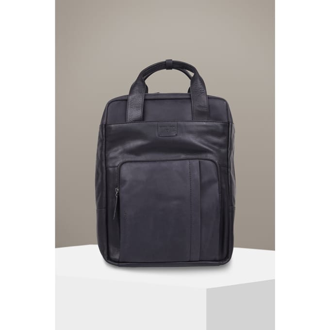 strellson Leren Laptop rugzak Rugzak Brick Lane Josh Backpack Black Zwart