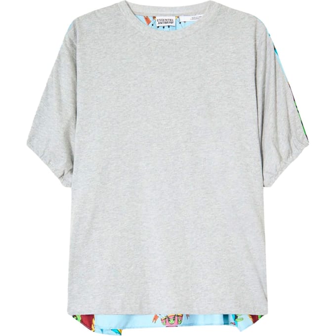 Essentiel Antwerp T-shirt With Silk Scarf Back T-shirts Grijs Kos