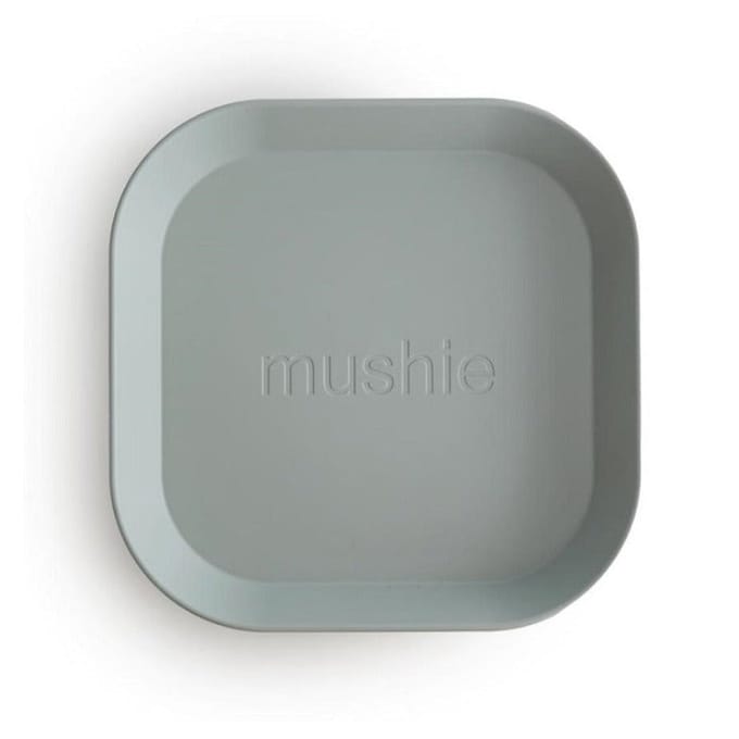 Mushie - Kinderservies Borden Vierkant (Set van 2) - Borden - Sage