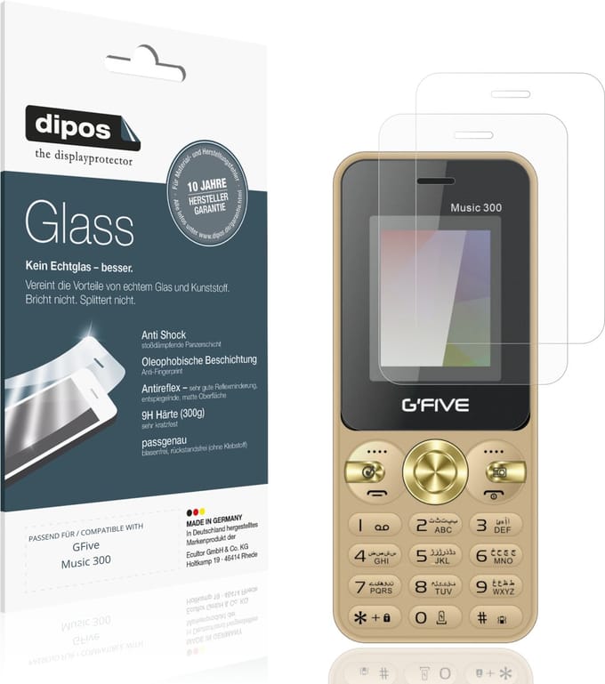dipos – 2x Matte Pantserfolie geschikt voor GFive Music 300 | 9H Screenprotector