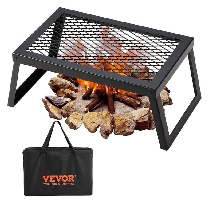 Grille de feu de camp pliable Foyer de camping portable Acier BBQ d'extérieur Pique-nique