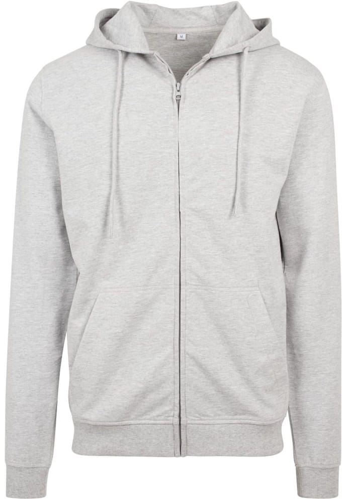Build Your Brand - Terry Hoodie met Rits - Heather Grey maat M