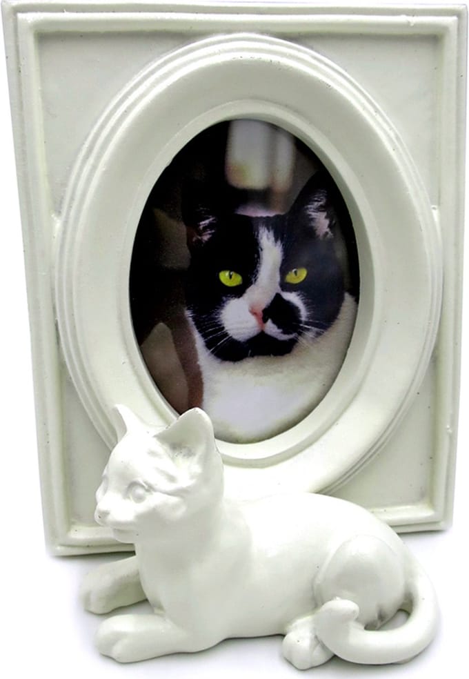 Lavandoux - Fotolijstje met Kat - Formaat 7 x 9 cm - Wit