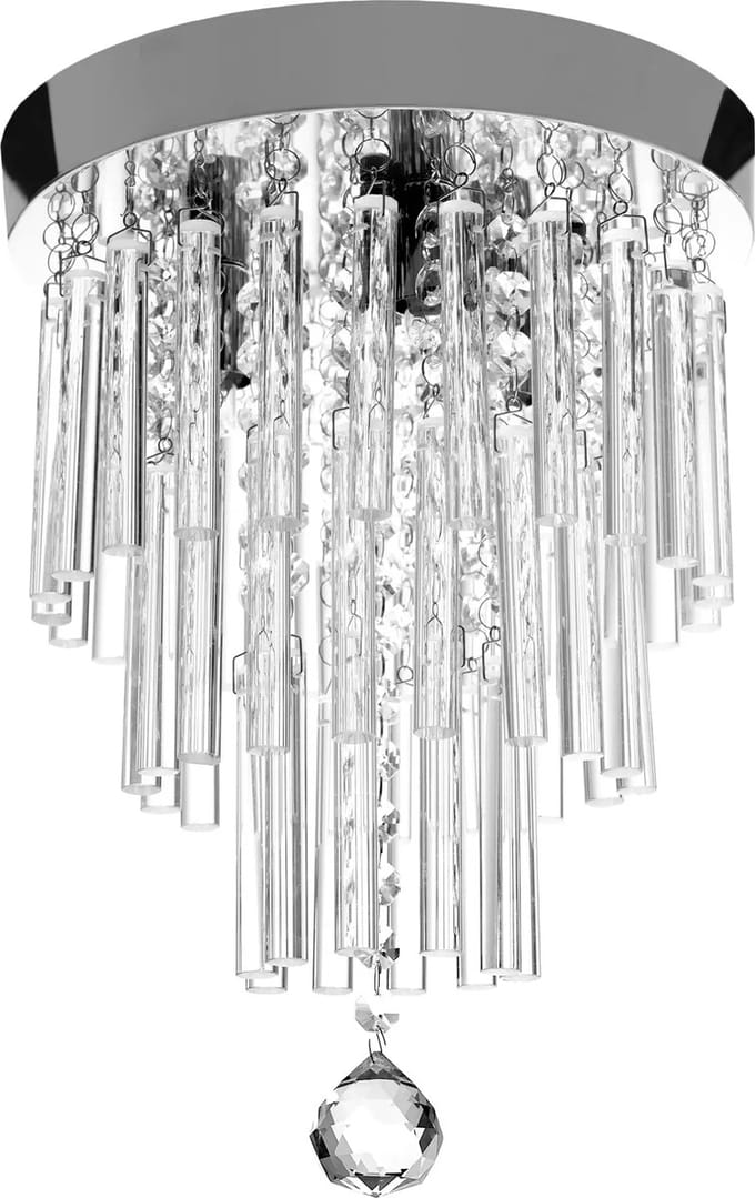 TooLight Kristallen plafondlamp - modern design - 3 lichtpunten - chroom - 25x35 cm