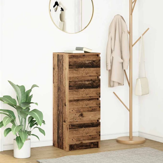 vidaXL - Dressoir - 37,5x35x99 - cm - spaanplaat - oud - hout