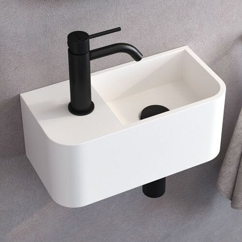 Kronenbach Stone hand wash basin 38 x 19 cm, basin right with tap hole KB137504BK