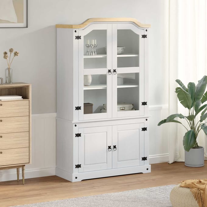 vidaXL - Display - Kast - Wit - 103.5 - x - 42 - x - 180 - cm - Massief - grenenhout