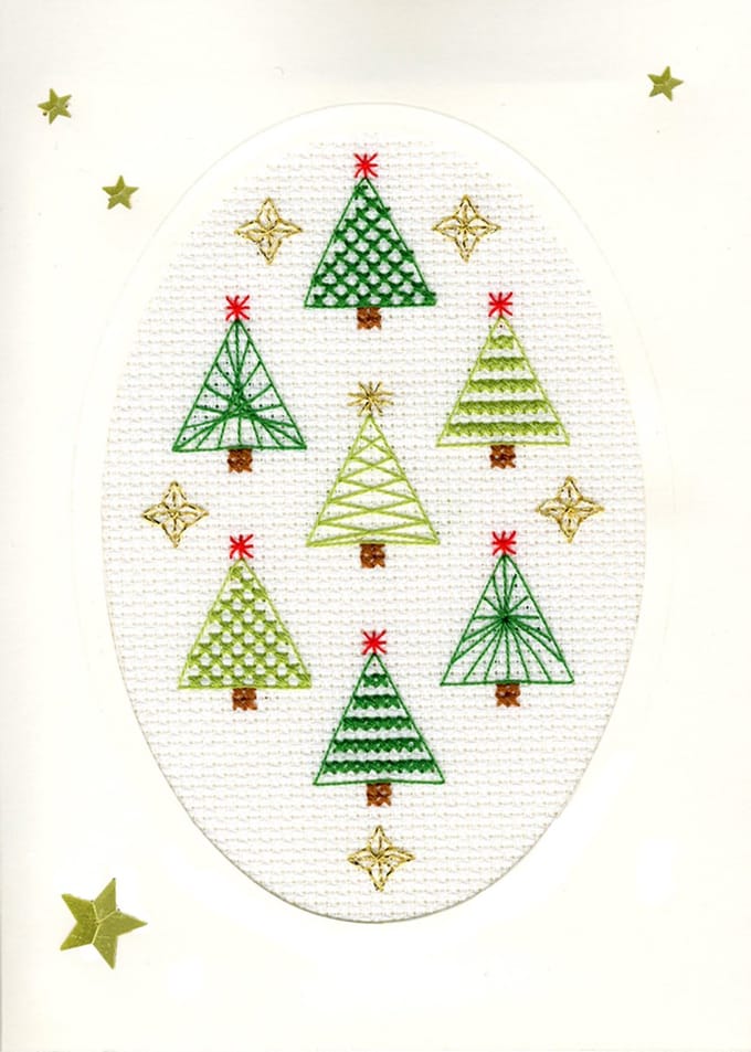 Christmas Forest kerstkaart - aida telpakket - Bothy Threads