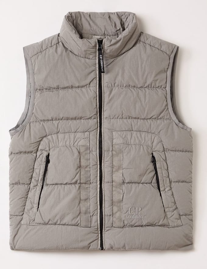 C.P. Company Junior Gewatteerde bodywarmer met donsvulling - Grijs - Maat 140