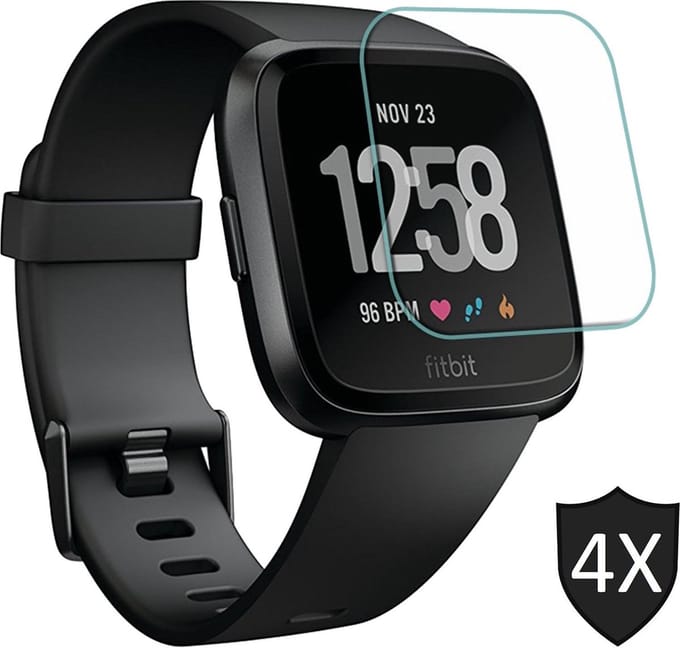 Screenprotector geschikt voor Fitbit Versa Lite - Tempered Glass Gehard Glas - 4 Stuks