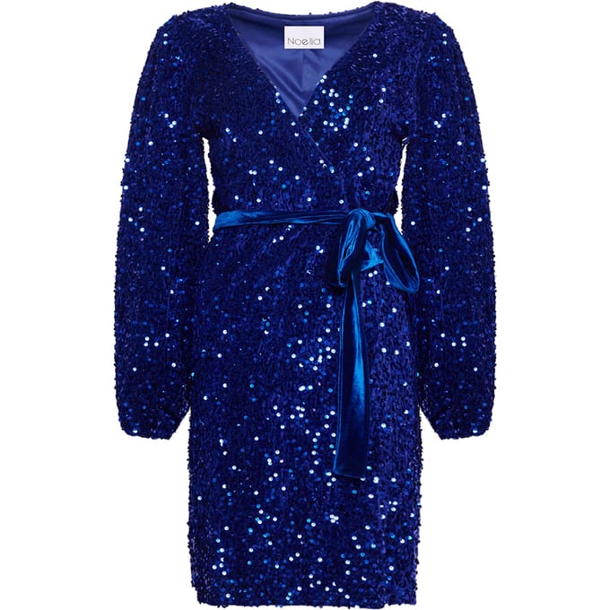 Teagan wikkeljurk in marineblauw/blauw
