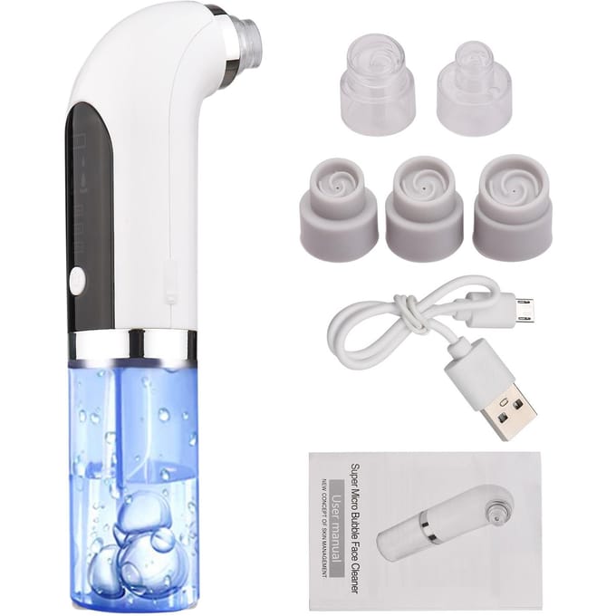 Protable Super Micro Bubble Beauty Instrument Elektrische Gezichtsreiniger Watercyclus Mee-eterverwijderaar wit