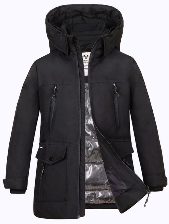 Versano Grayson Jongens Parka Winterjas 02 Maat 86 t/m Maat 92 - Zwart