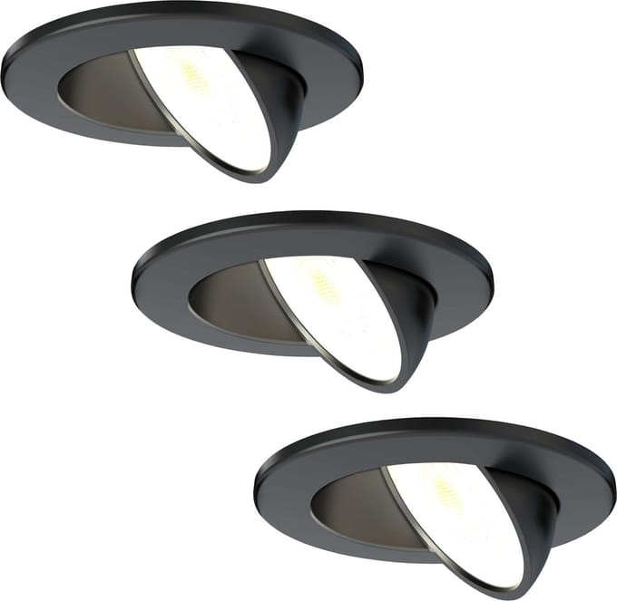 Ledvion - 3X LED Inbouwspot - Zwart - Dimbaar - 5W - IP65 - CCT - COB - Ø75mm