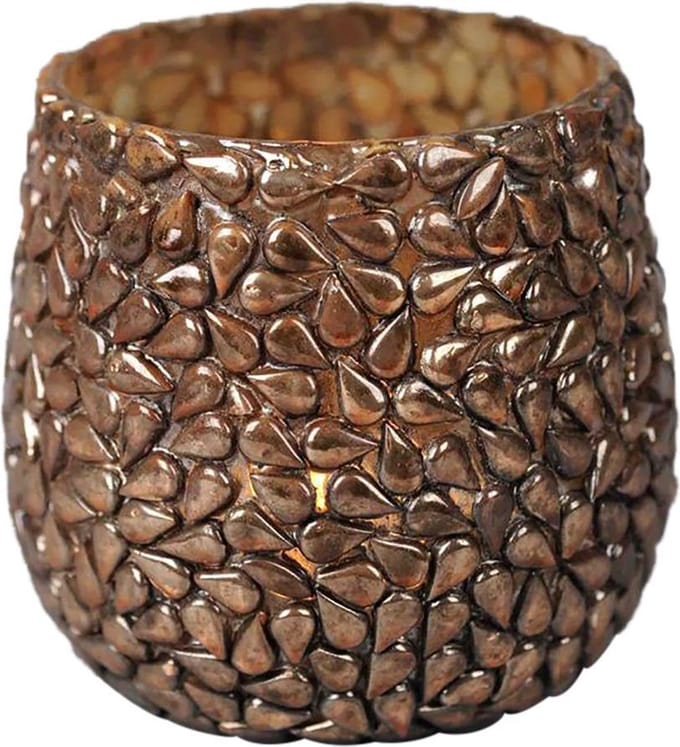 windlicht / theelicht glas Kishti Pearl Bronze - 10cm