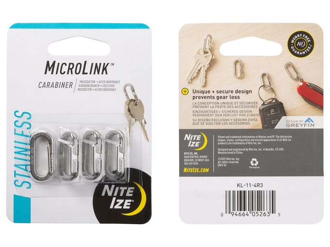 Nite Ize MicroLink Karabijnhaak 4-Pack Zilver
