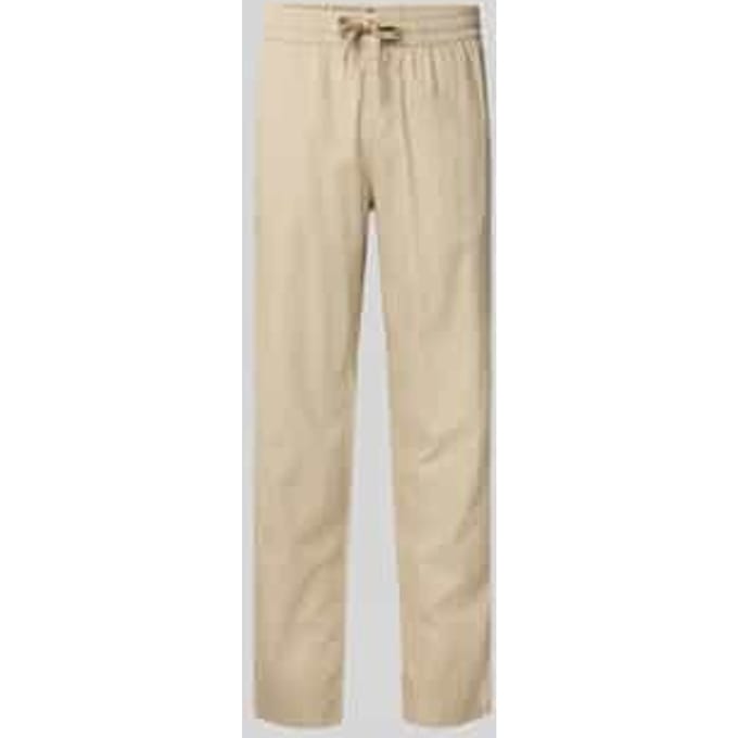 Regular fit linnen broek met elastische band, model 'barton'