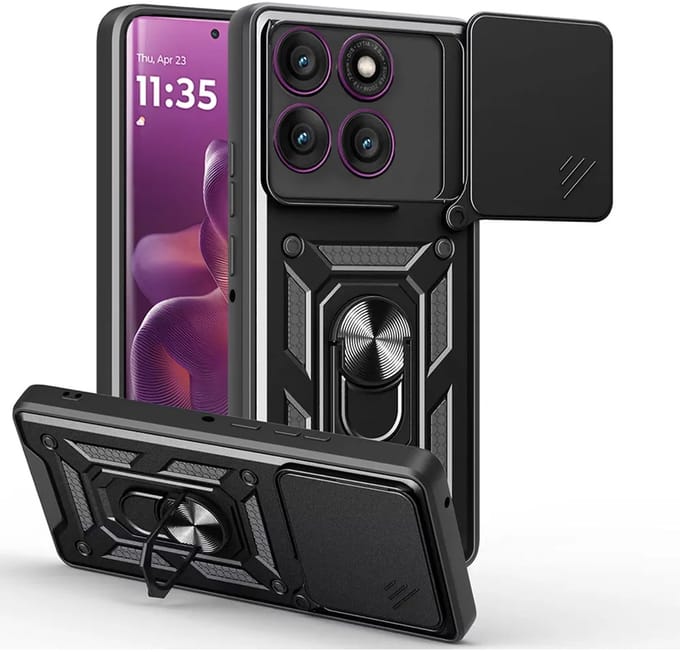 Hoesje geschikt voor Motorola Edge 60 Pro - Techsuit Camshield Back Cover - Zwart