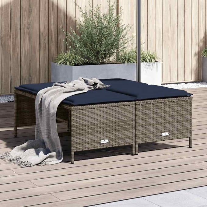 vidaXL - Tuinstoelen - met - kussens - 4 - stuks - grijs - polyrotan