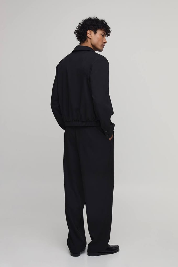 Getailleerde Cropped Blazer Met Elastische Zoom Co-ord | Black | Size Medium