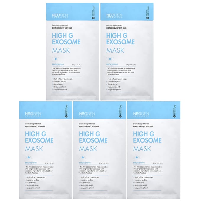 Neogen, High G Exotic Mask, Brightening, 5 packs, 39 g (1.37 oz) each white