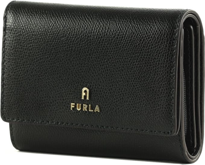 FURLA Leren Portemonnee Camelia Compact Wallet Nero Zwart