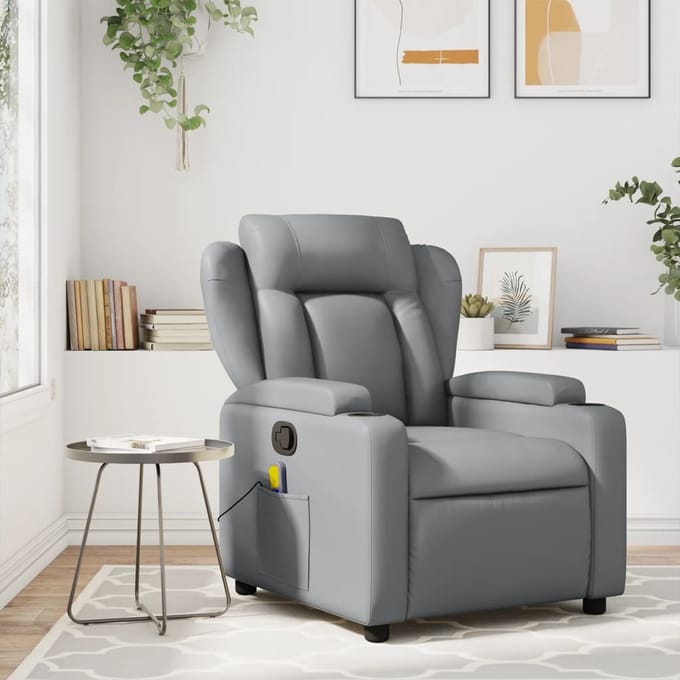 vidaXL - Fauteuil - verstelbaar - kunstleer - grijs