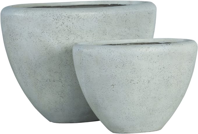 PTMD Dashima Cream GRC Pot High Oval Set Of 2