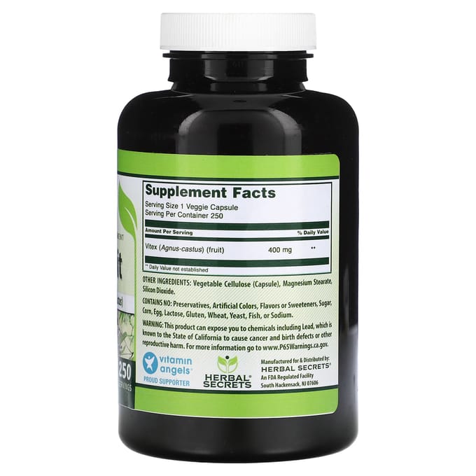 Monnikspeper Vrucht, 400Mg, 250 Plantaardige Capsules