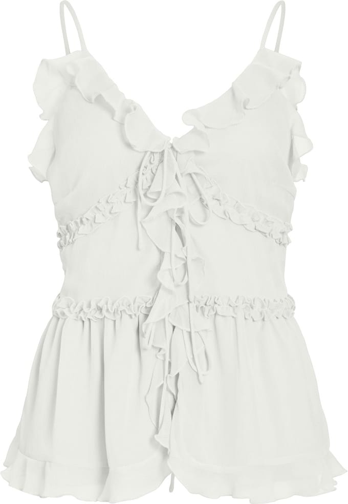 VILA - VIFALIA V-NECK STRAP FRILL TOP/DC/KA - Dames - Blouses