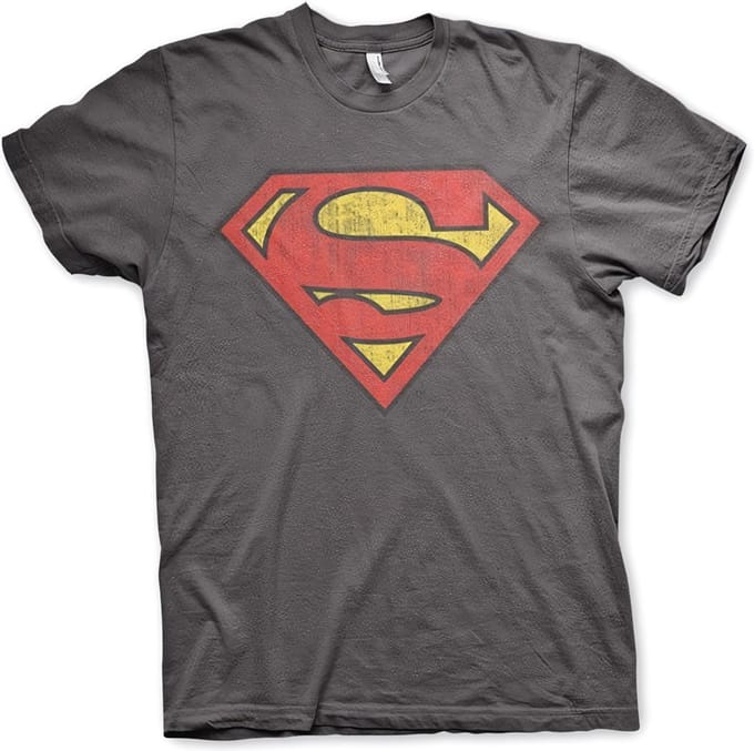 DC Comics Superman Heren Tshirt -M- Washed Shield Grijs