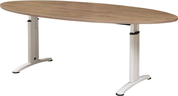 Vergadertafel Work ellips 220x110cm frame Wit (RAL9010) blad Halifax Eiken