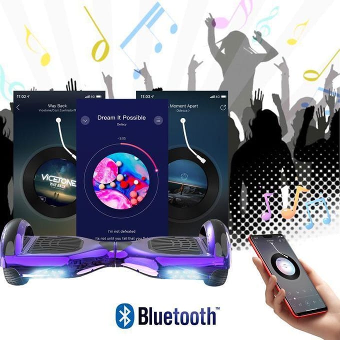 Hoverboard 6.5 Inch met Bluetooth en LED - RCB - Perfect Cadeau voor Kinderen Chroom Paars paars