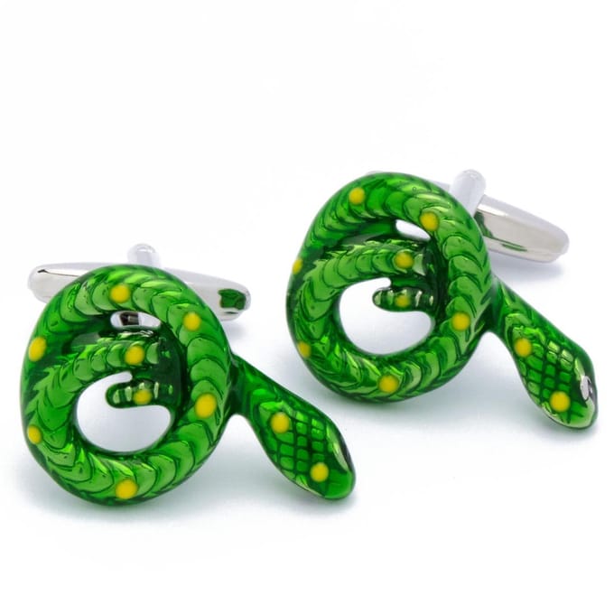 Manchetknopen - Groene Boompython Slang