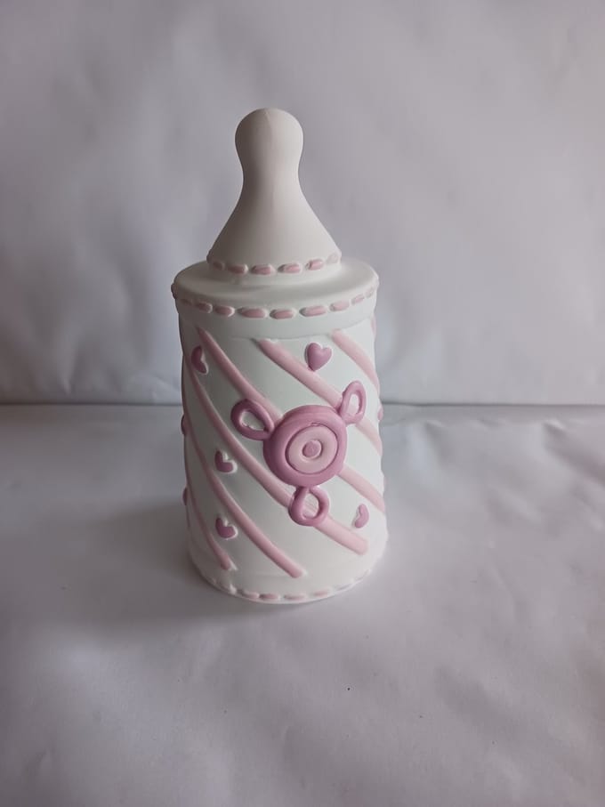 Aardewerk Spaarpot Roze Taart 12x6cm