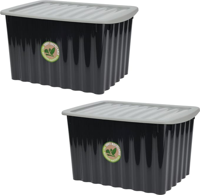 Storage Solutions Opbergdozen/organizers met deksel 3x stuks - kunststof - 27 L