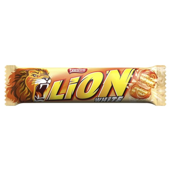 Lion Witte Gevulde wafel met karamel en tarwevlokken in witte chocolade 42 g