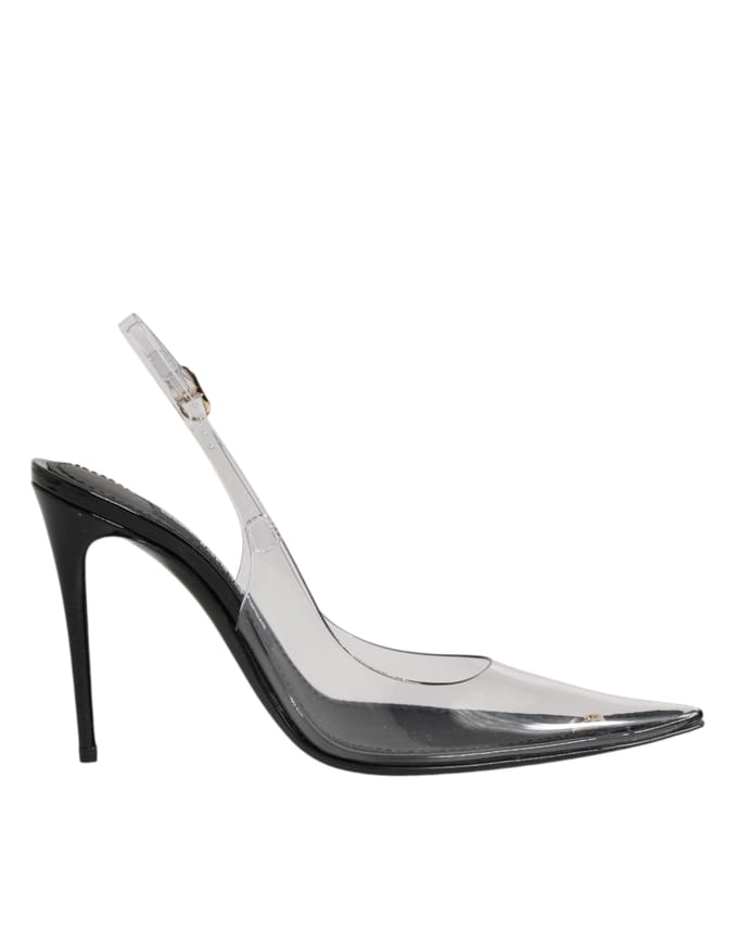 Dolce & Gabbana Zwarte Leren Heldere PVC Slingback Pumps Schoenen